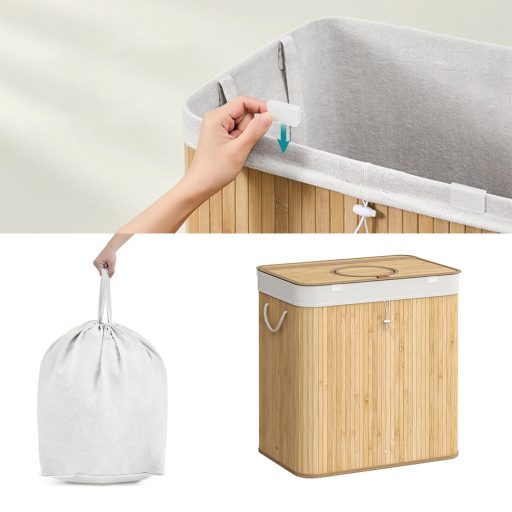 Kosz na pranie bambusowy z wyjmowanym workiem