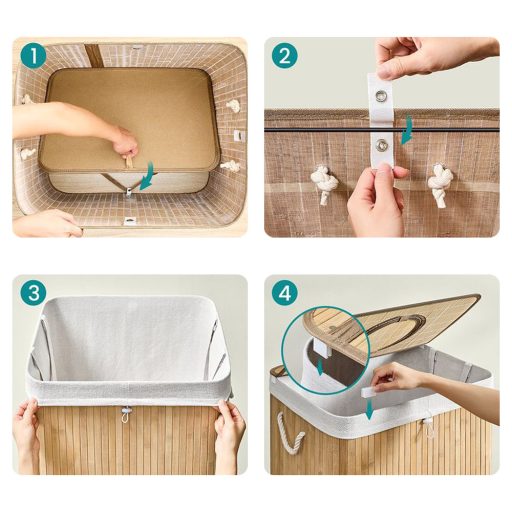 Kosz na pranie bambusowy z wyjmowanym workiem