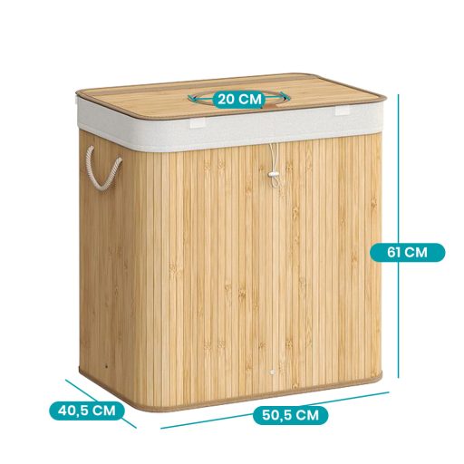 Kosz na pranie bambusowy z wyjmowanym workiem