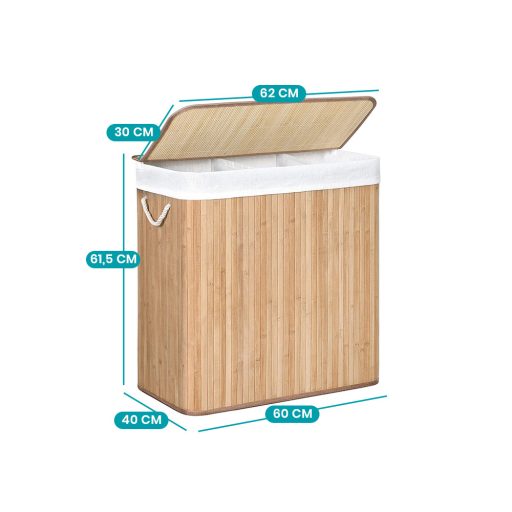 Kosz na pranie bambusowy 60x40x61.5cm
