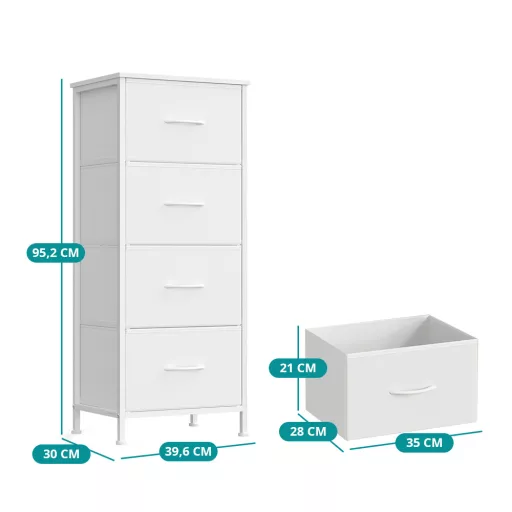 Wąska komoda 4-szufladowa 39,6x30x96,2cm