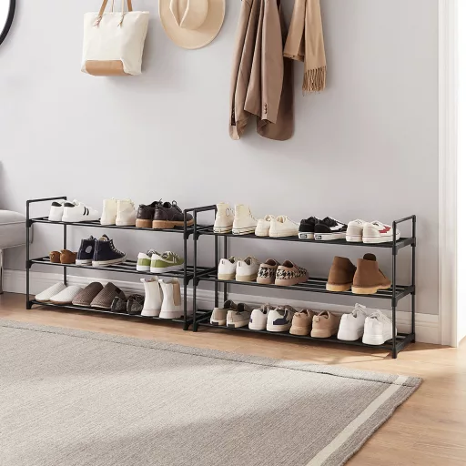 Metalowy regał na buty 3-poziomowy 2 szt. 92x30x54cm