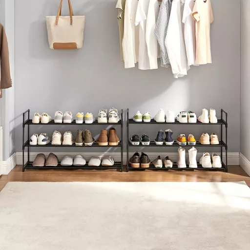 Metalowy regał na buty 3-poziomowy 2 szt. 92x30x54cm