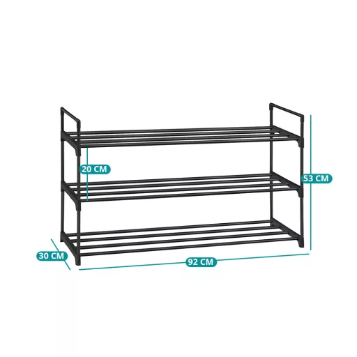 Metalowy regał na buty 3-poziomowy 2 szt. 92x30x54cm