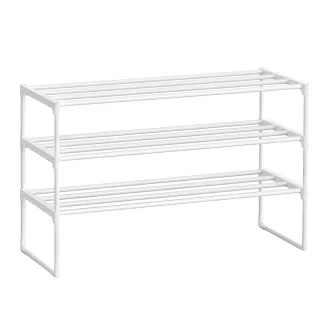 Metalowy regał na buty 3-poziomowy, biały 92x30x55cm