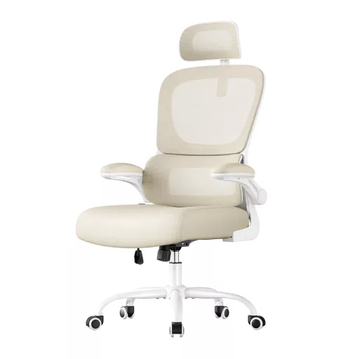 Ergonomiczne Krzesło z Podparciem Głowy, Beżowe