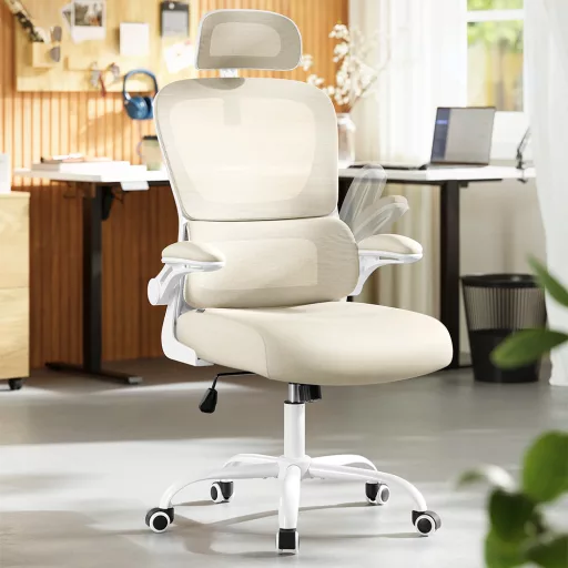 Ergonomiczne Krzesło z Podparciem Głowy, Beżowe