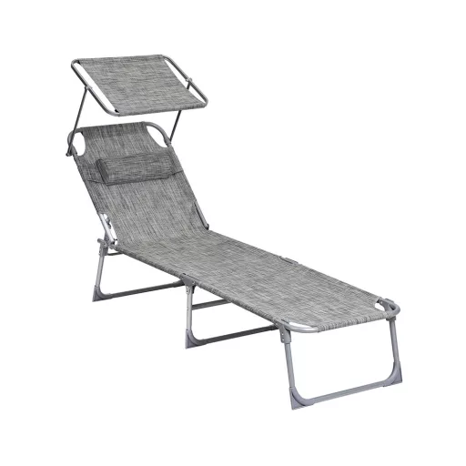 Leżak z daszkiem, jasnoszary