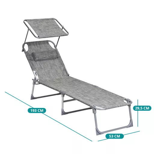 Leżak z daszkiem, jasnoszary
