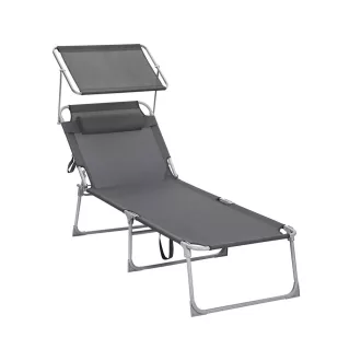 Leżak z daszkiem, ciemnoszary