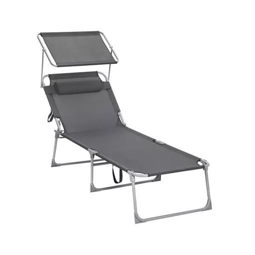 Leżak z daszkiem, ciemnoszary