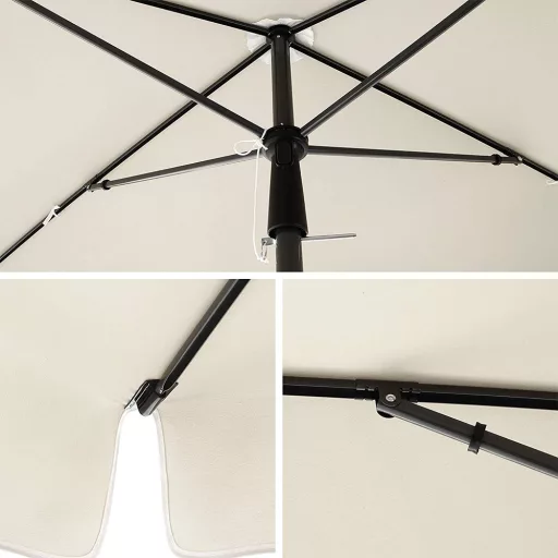 Regulowany Parasol Słoneczny z Torbą, 2x1.25m Beżowy