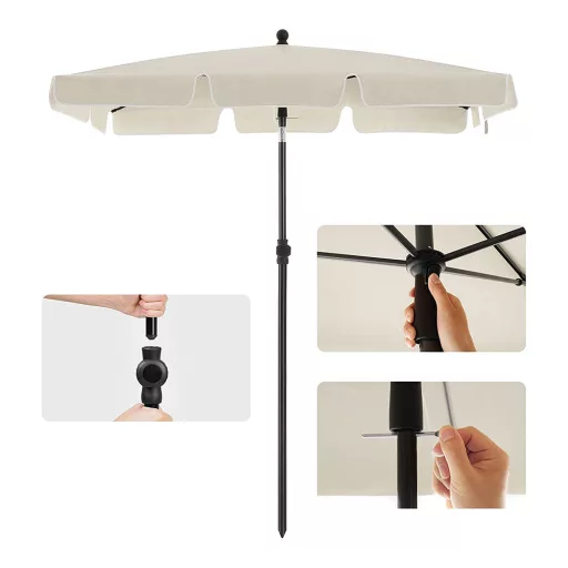 Regulowany Parasol Słoneczny z Torbą, 2x1.25m Beżowy