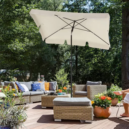 Regulowany Parasol Słoneczny z Torbą, 2x1.25m Beżowy