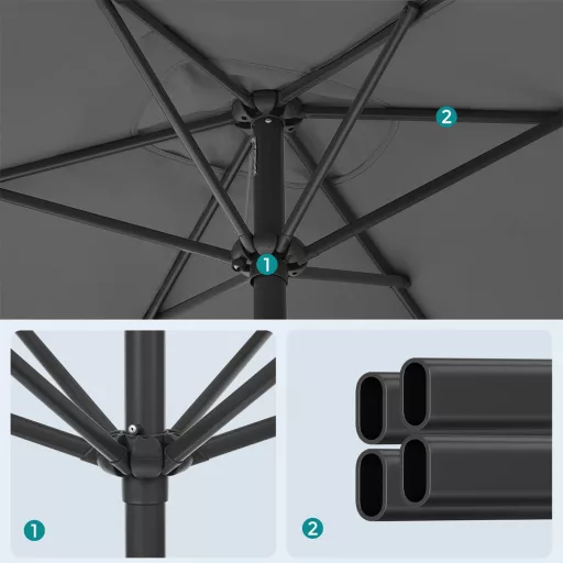 Regulowany Parasol 2x1,5m Szary