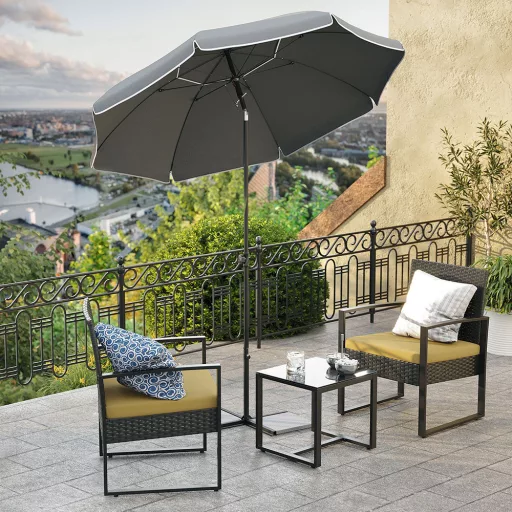 Regulowany okrągły parasol z torbą, szary