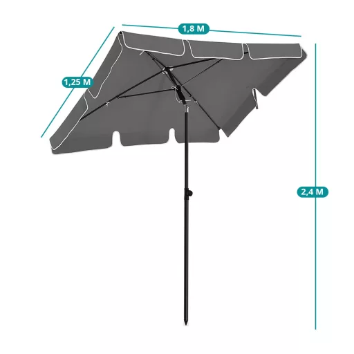 Regulowany parasol przeciwsłoneczny z torbą 1.8x1.25m Szary