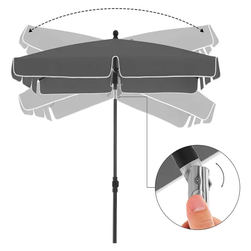 Regulowany Parasol z Torbą 2x1.25m Szary