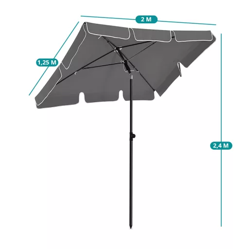 Regulowany Parasol z Torbą 2x1.25m Szary
