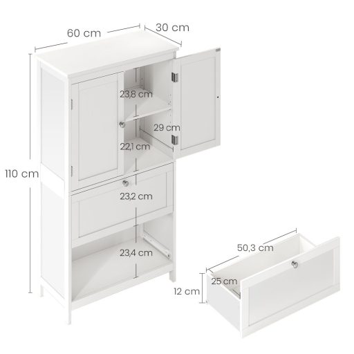 Szafka z 2 drzwiami i 2 szufladami 60x30x110 cm