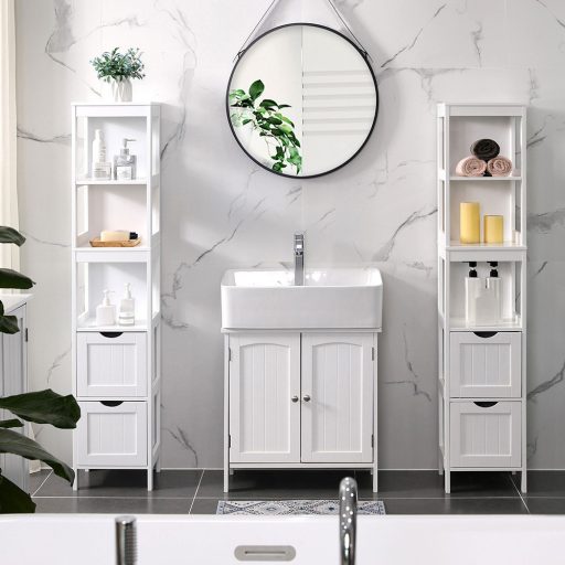 Szafka z 3 półkami i 2 szufladami 30x30x141.5 cm