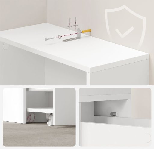 Wąska szafka łazienkowa z 2 półkami, 134,4x40x18 cm