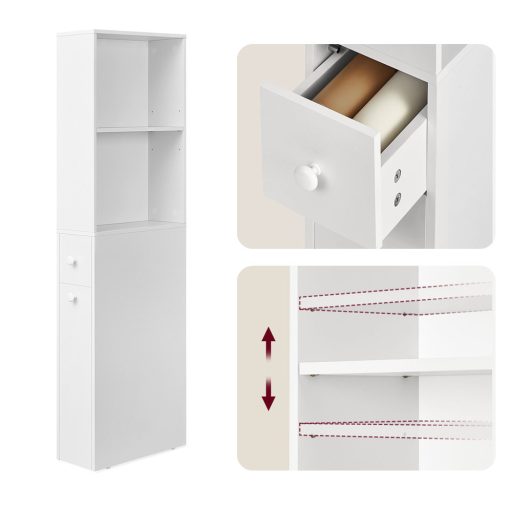 Wąska szafka łazienkowa z 2 półkami, 134,4x40x18 cm