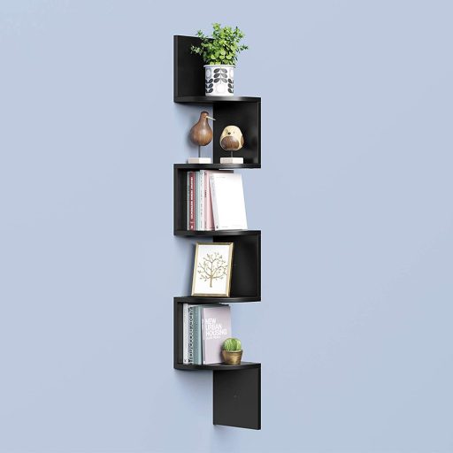 Narożny regał na książki czarny 20x20x126 cm