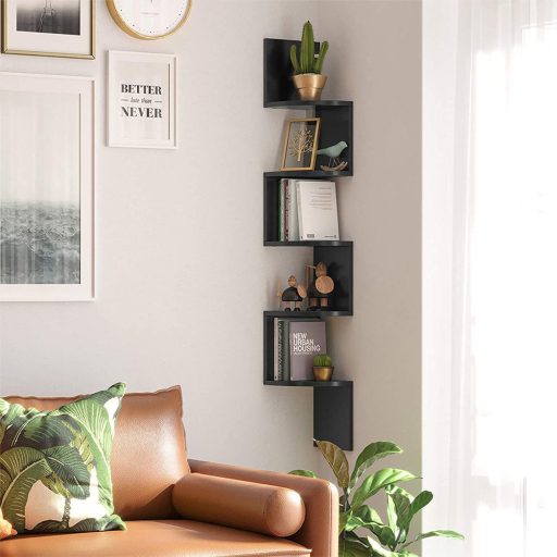 Narożny regał na książki czarny 20x20x126 cm