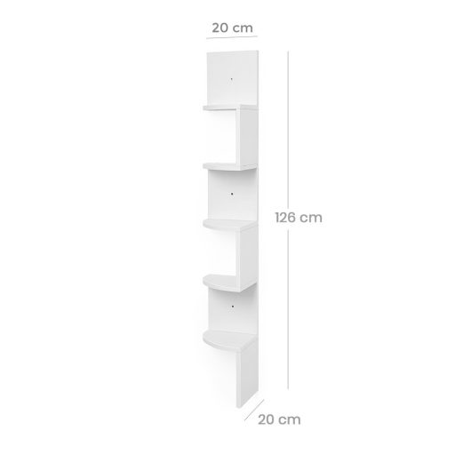 Narożny regał na książki biały 20x20x126 cm