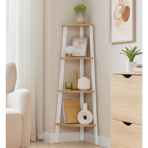 Półka narożna, biała 33.4x33.4x124.5 cm