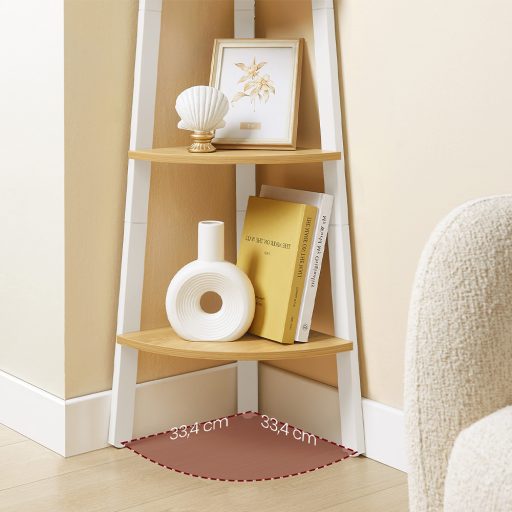 Półka narożna, biała 33.4x33.4x124.5 cm