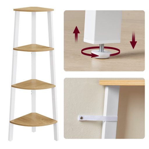 Półka narożna, biała 33.4x33.4x124.5 cm