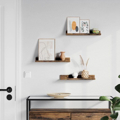 Zestaw 3 drewnianych półek ściennych