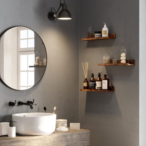 Zestaw 3 drewnianych półek ściennych