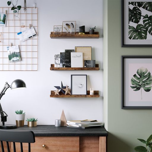 Zestaw 3 drewnianych półek ściennych