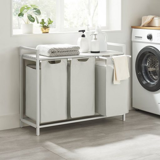 Kosz na pranie z 3 przegrodami, ecru