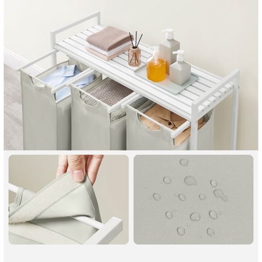 Kosz na pranie z 3 przegrodami, ecru