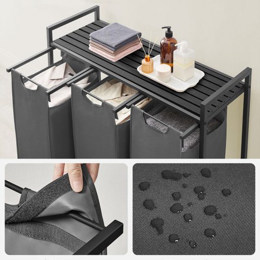 Kosz na pranie z 3 przegrodami, ciemnoszary