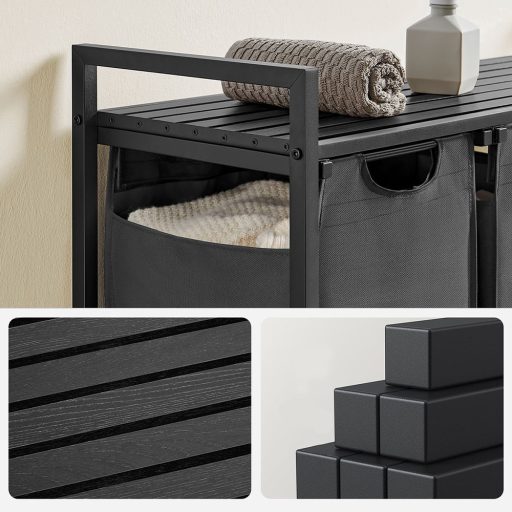 Kosz na pranie z 3 przegrodami, ciemnoszary