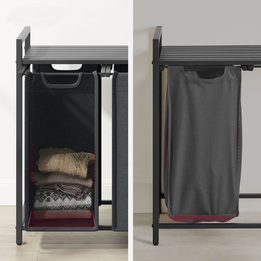 Kosz na pranie z 3 przegrodami, ciemnoszary