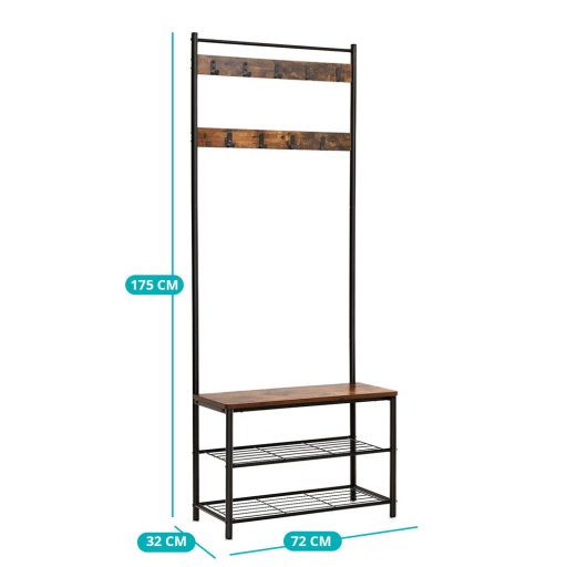 Ściana do przedpokoju, brązowa, 32 × 70 × 175 cm