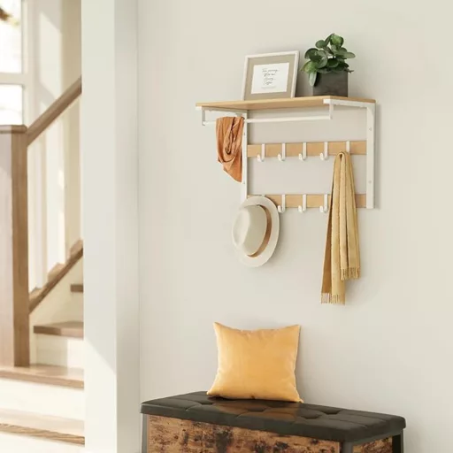 Wieszak ścienny z półką, naturalny