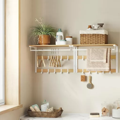 Wieszak ścienny z półką, naturalny