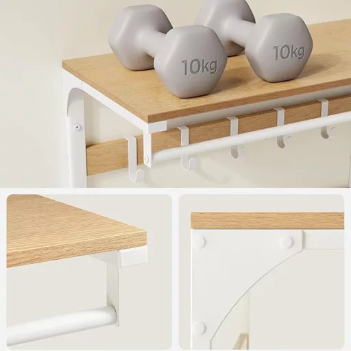 Wieszak ścienny z półką, naturalny