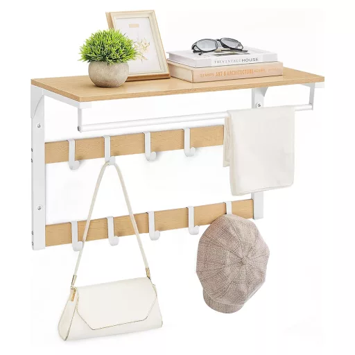 Wieszak ścienny z półką, naturalny