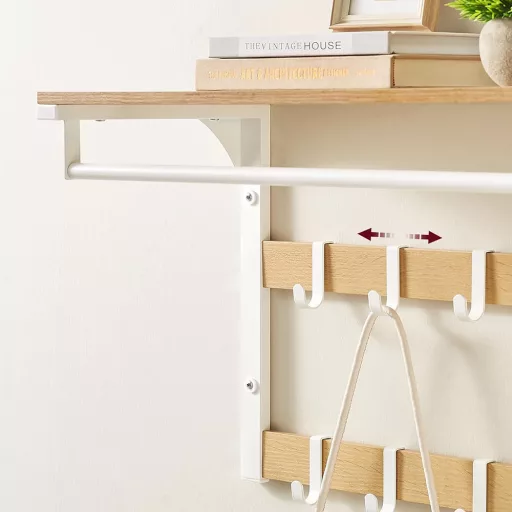 Wieszak ścienny z półką, naturalny