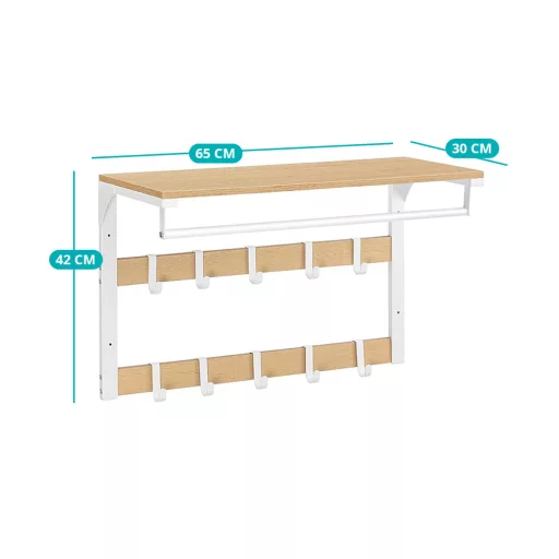 Wieszak ścienny z półką, naturalny
