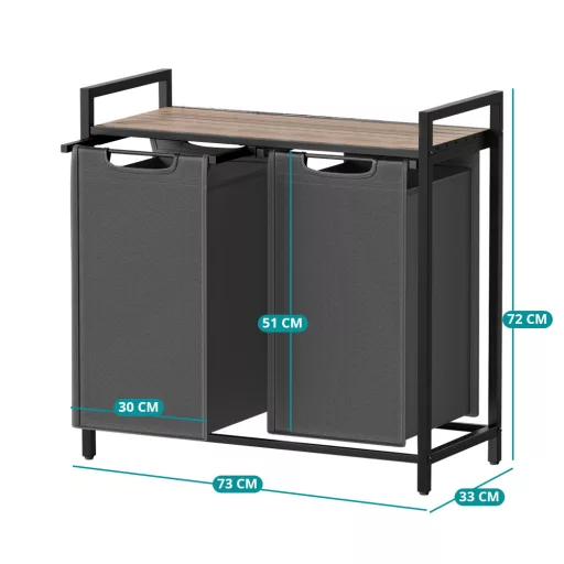 Kosz na pranie z 2 przegrodami, ciemnoszary