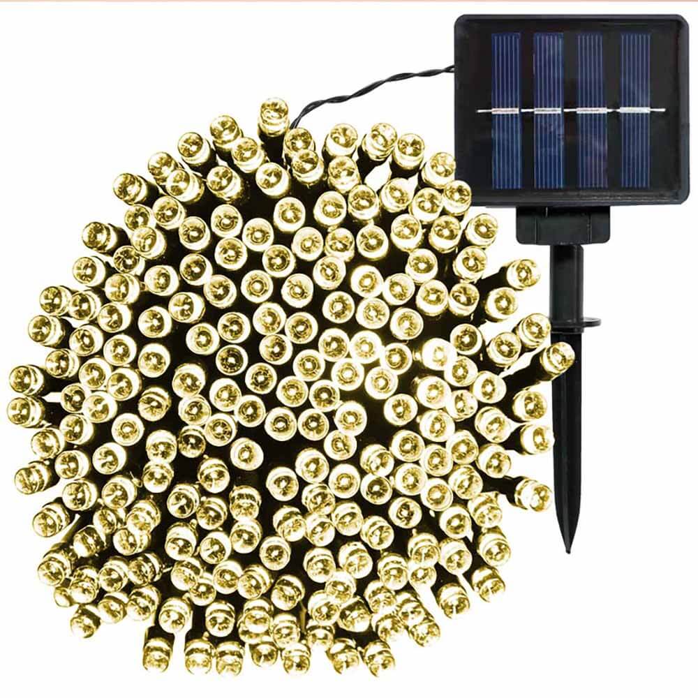 Lampki Solarne, Ozdobne, 100 Diod LED-20 Metrowy-ciepła Biel